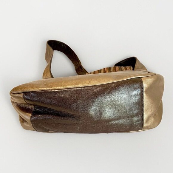 SHARIF Metallic Brown Orange Woven Shoulder Bag Flap Square Tote Bag 80’s VTG - Picture 6 of 15